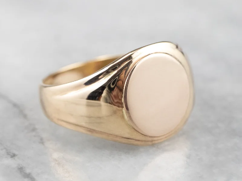 Women's jade rings-Vintage Plain Gold Signet Ring