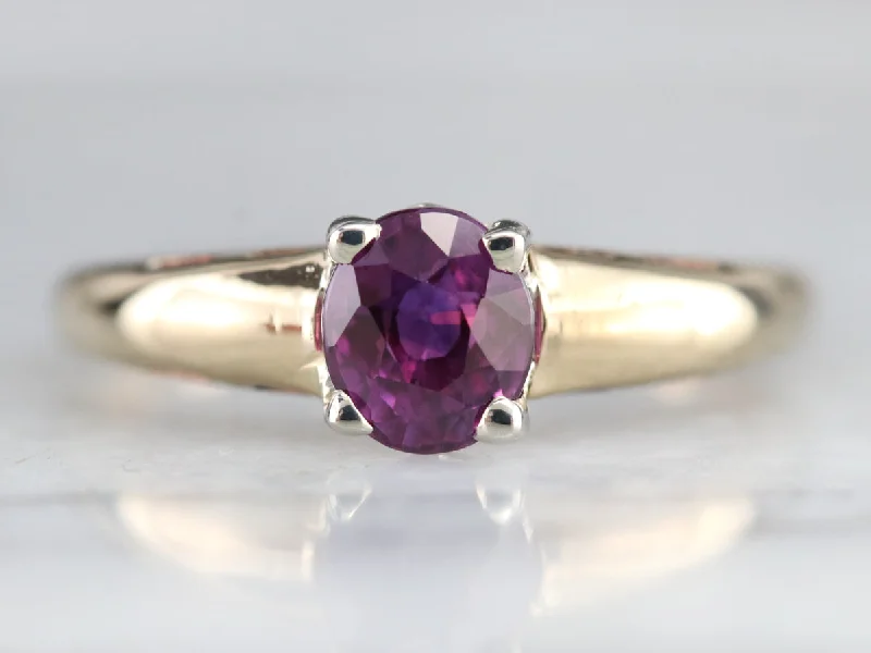 Women's emerald rings-Mixed Metal Pink Sapphire Solitaire Ring