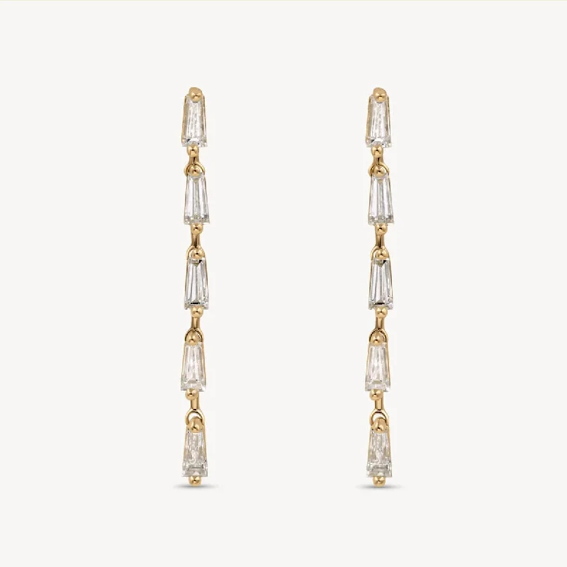 Women's Valentine's Day earrings-Tapered Baguette Drop Earrings