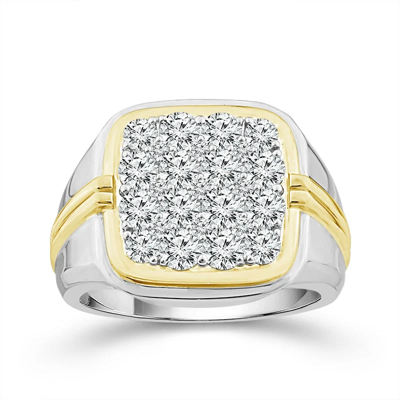 Women's unique rings-2.00 Carat Two-Tone Gold Gents Diamond Fashion Ring