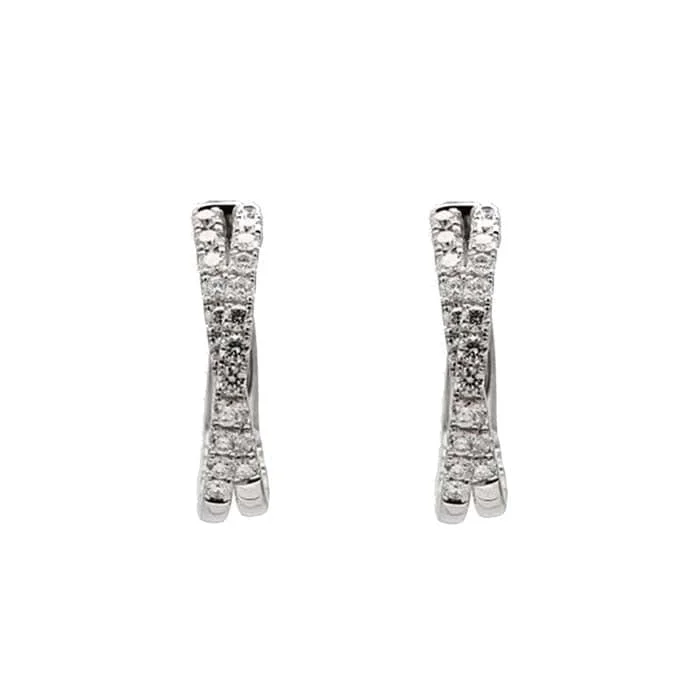 Women's limited edition earrings-Mountz Collection Double Inside/Outside Hoop Earrings in 18K White Gold