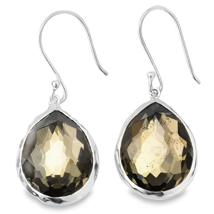 Women's drop earrings-Ippolita Pyrite Rock Candy Small Teardrop Earrings in Sterling Silver