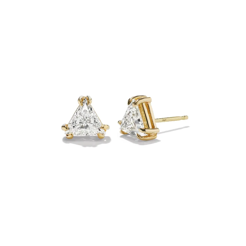 Women's zodiac earrings-MOORA Triangle Diamond Studs 1.56crt