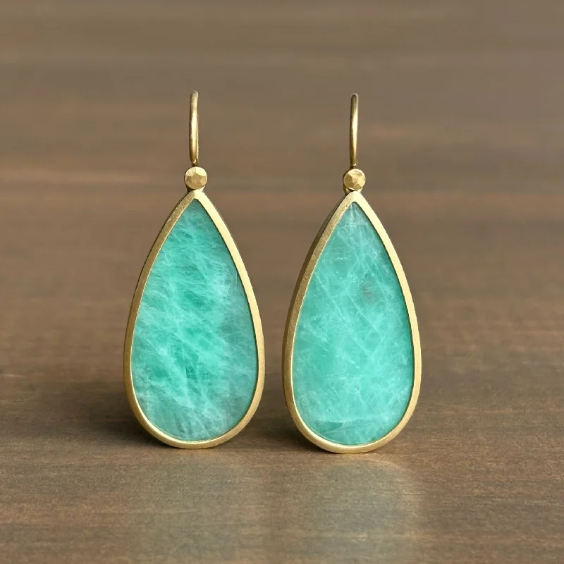 Women's alloy earrings-Large Brazilian Emerald Teardrop Earrings