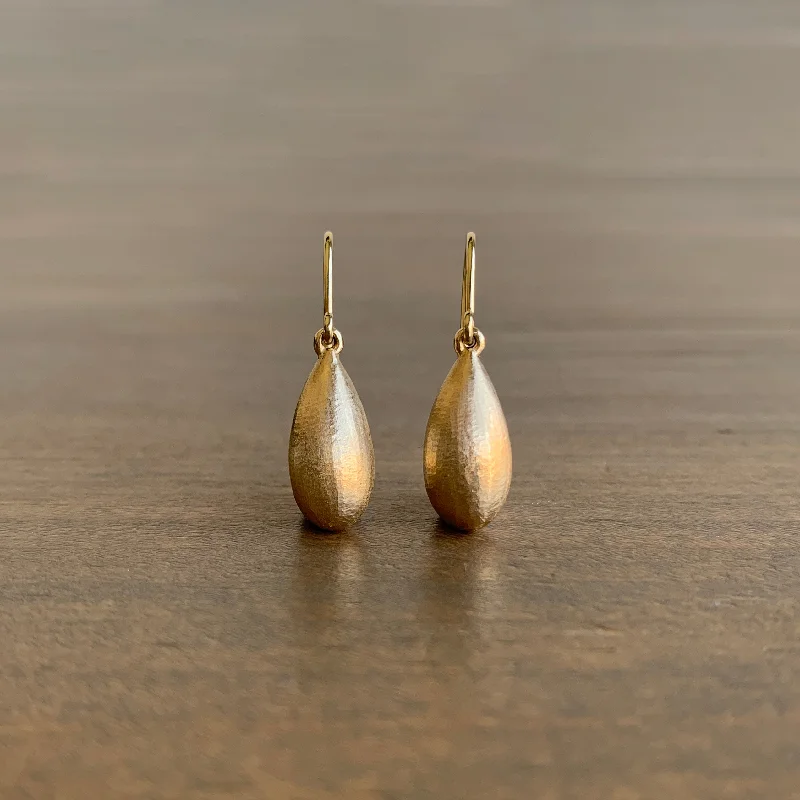 Women's crystal earrings-Gold Hewn Teardrop Dangle Earrings