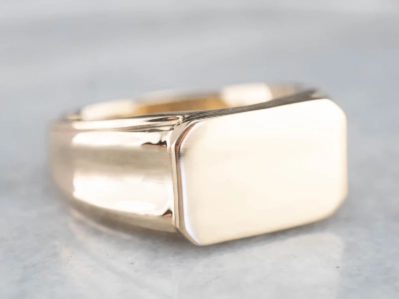 Women's custom engraving rings-Men's East to West Gold Signet Ring