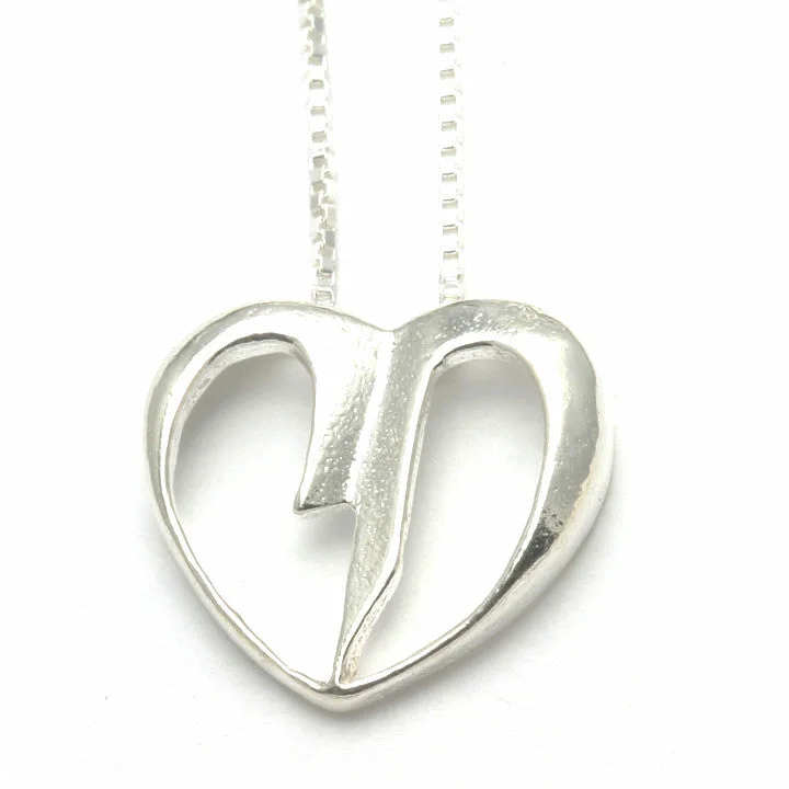 Women's long necklaces-Sterling Silver Chai Heart Pendant Slide Necklace