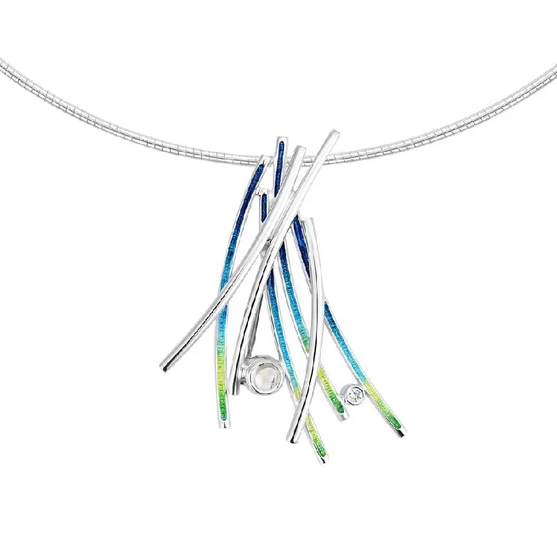 Women's seasonal necklaces-Wild Grasses Silver and Enamel Necklet - ESNX187