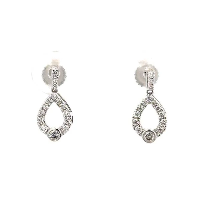 Women's friendship earrings-Mountz Collection .25CTW Diamond “Love’s Crossing” Small Dangle Earrings in 14K White Gold