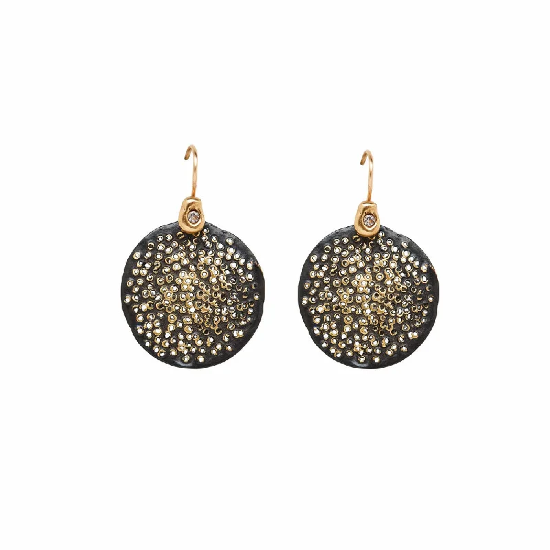 Trendy women's earrings-Pollen Black Bronze Earrings