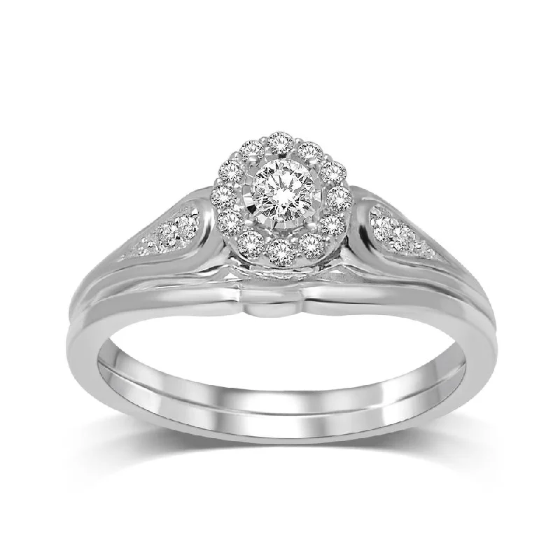 Women's seasonal rings-10K White Gold 1/5 Ctw Diamond Bridal Ring