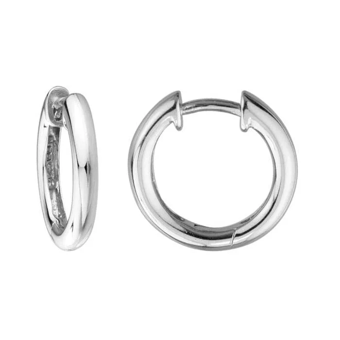 Women's fingerprint earrings-Mountz Collection 15mm Round Hinged Hoop Earrings in Sterling Silver