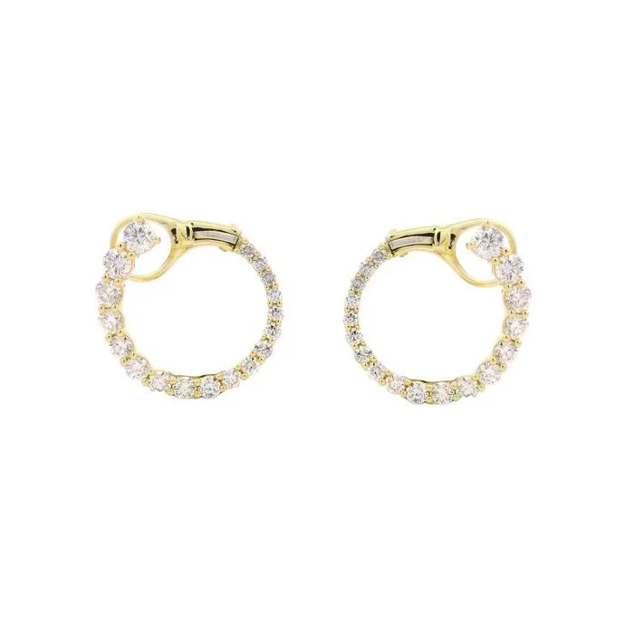 Women's limited edition earrings-Mountz Collection Diamond Open Circle Bypass Hoop Earrings in 14K Yellow Gold