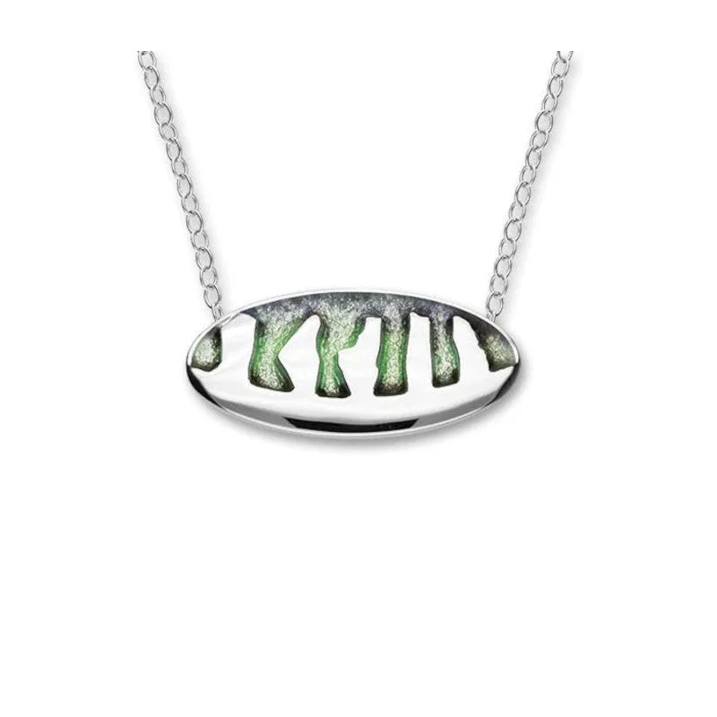 Women's graduation necklaces-Ring of Brodgar Sterling Silver and Enamel Necklace -  EN113