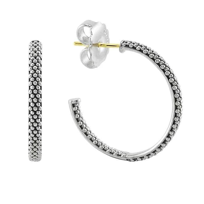 Women's friendship earrings-LAGOS 25mm Signature Caviar Hoop Earrings in Sterling Silver