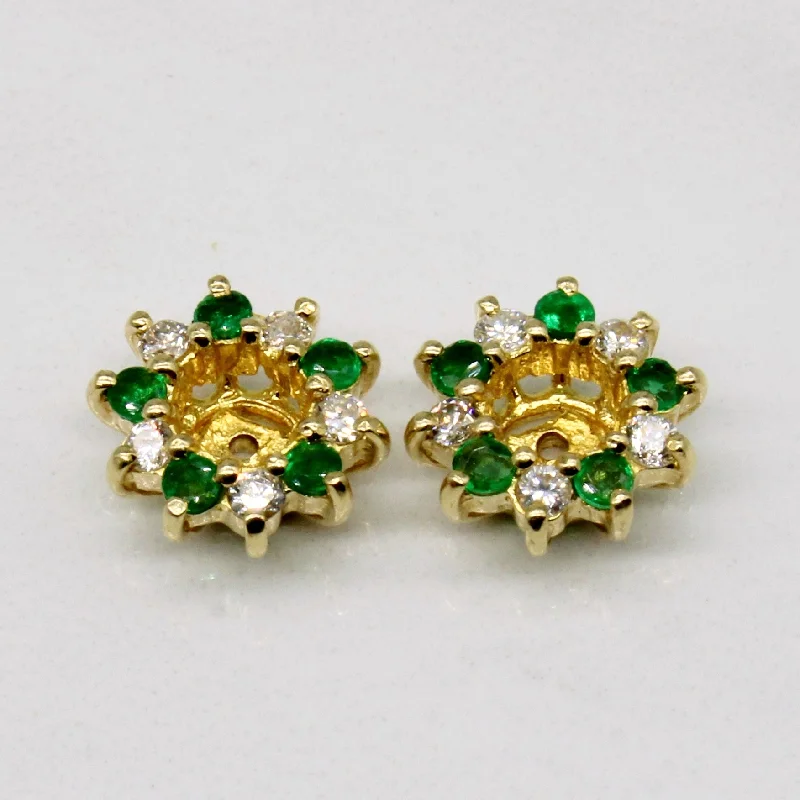 Women's gold-plated rings-Diamond & Emerald Earring Jackets | 0.15ctw, 0.12ctw |