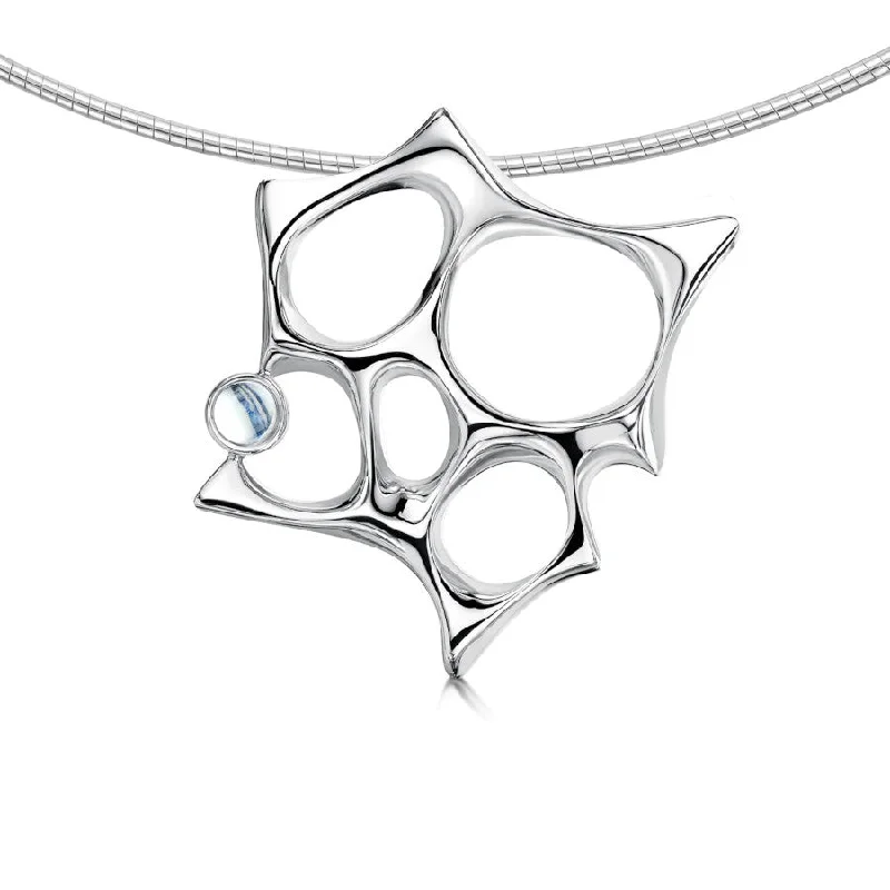 Women's personalized necklaces-Sculpted By Time Sterling Silver and Moonstone Necklace - MO-SNXX270