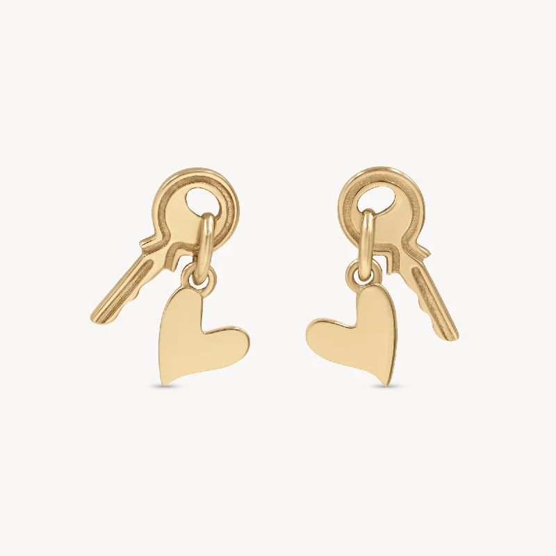 Women's pet memorial earrings-Key to My Heart Studs