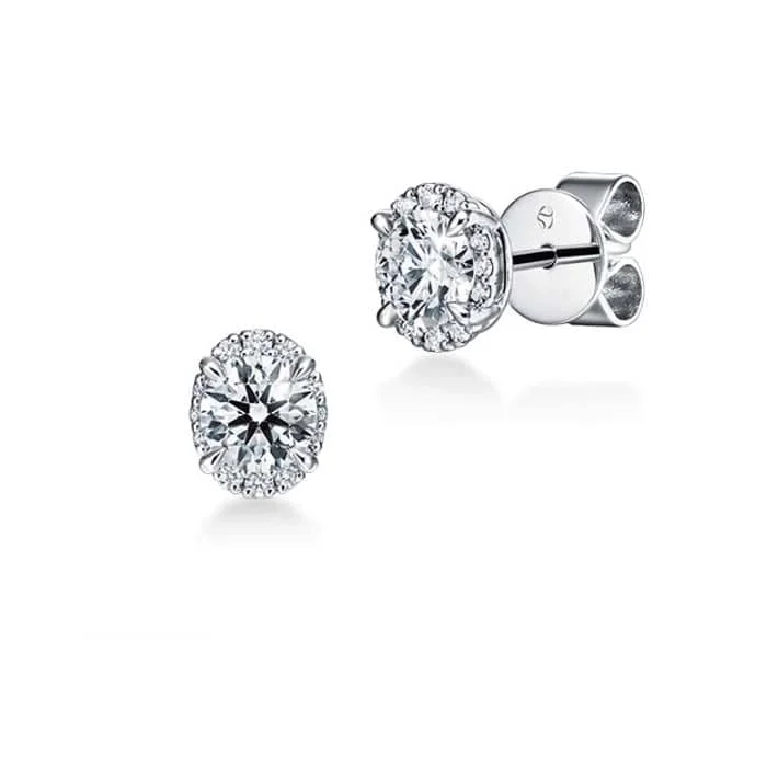 Women's sterling silver earrings-Hearts On Fire .75CTW Ellipse Diamond Earrings in 18K White Gold