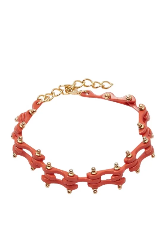 Women's leather necklaces-Women's Bedford Chocker In Coral