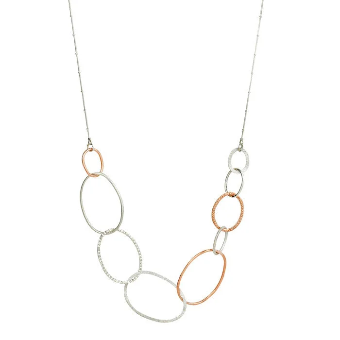 Women's elegant necklaces-Midi Elements Sterling Silver or Silver with 9ct Rose Gold Necklet