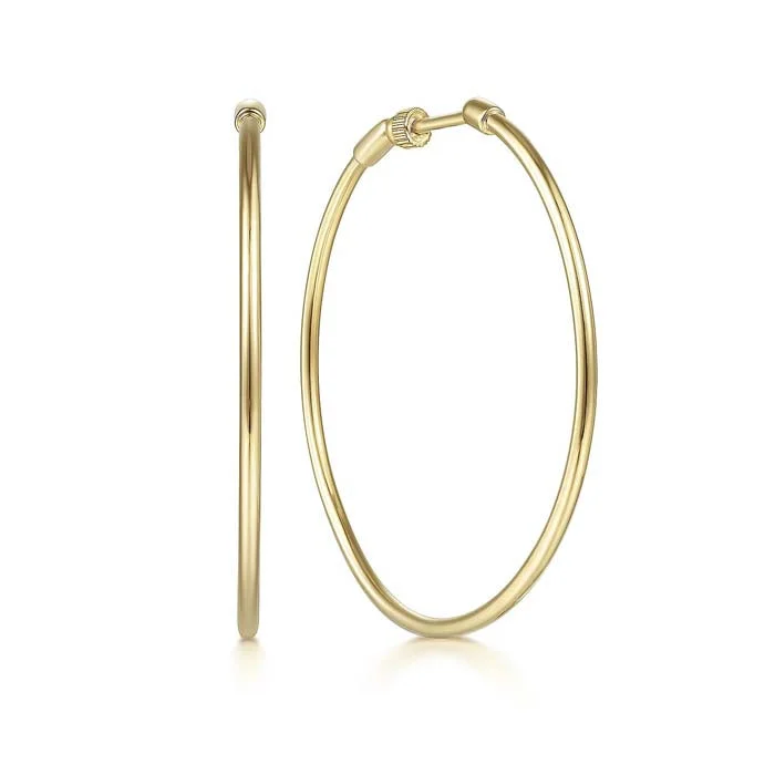 Women's everyday earrings-Gabriel & Co. 40mm Round Classic Hoop Earrings in 14K Yellow Gold