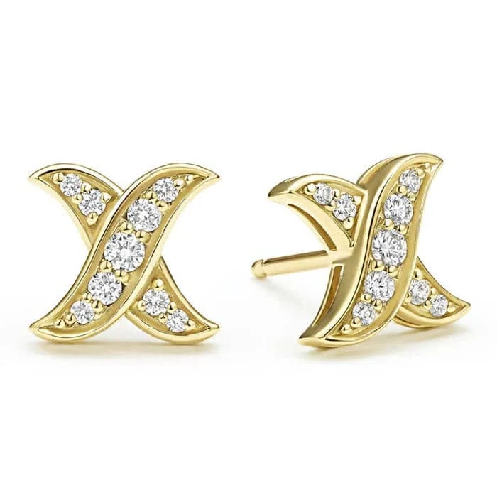 Women's eco-friendly earrings-LAGOS Diamond X Stud Earrings in 18K Yellow Gold