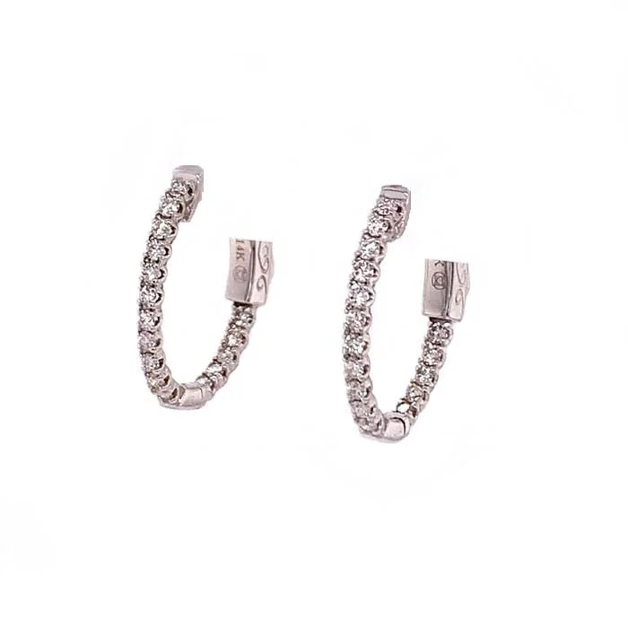 Women's leather earrings-Mountz Collection 1/2CTW Diamond Inside-Outside Oval Hoop Earrings in 14K White Gold