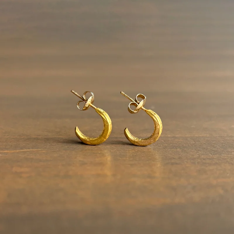 Women's custom engraving earrings-Mini Crescent Hoop Earrings