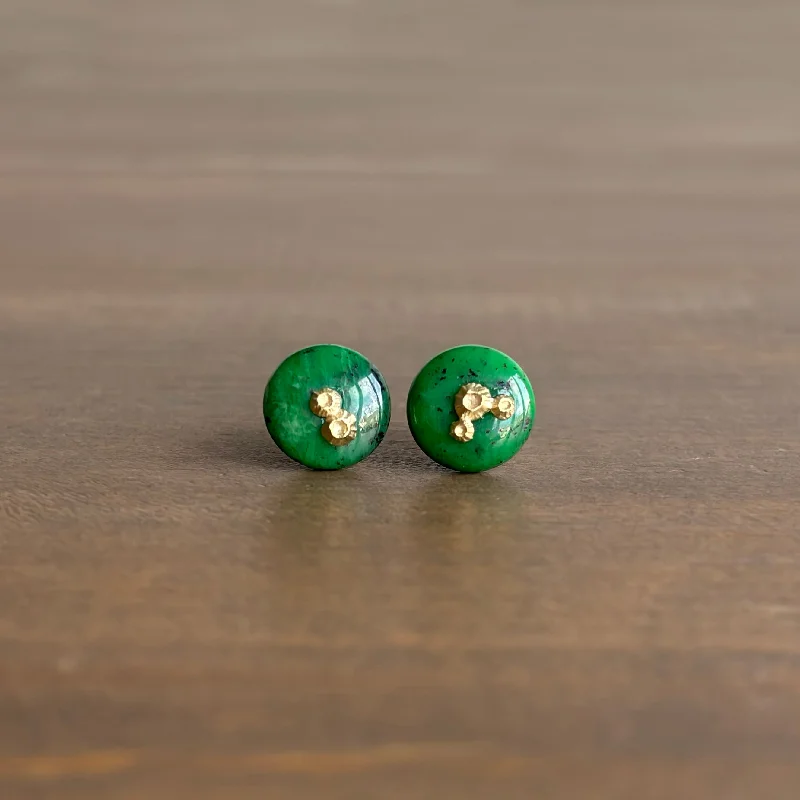 Women's geometric earrings-Green Seaway Wilds Ruthie B. Stud Earrings with Barnacles