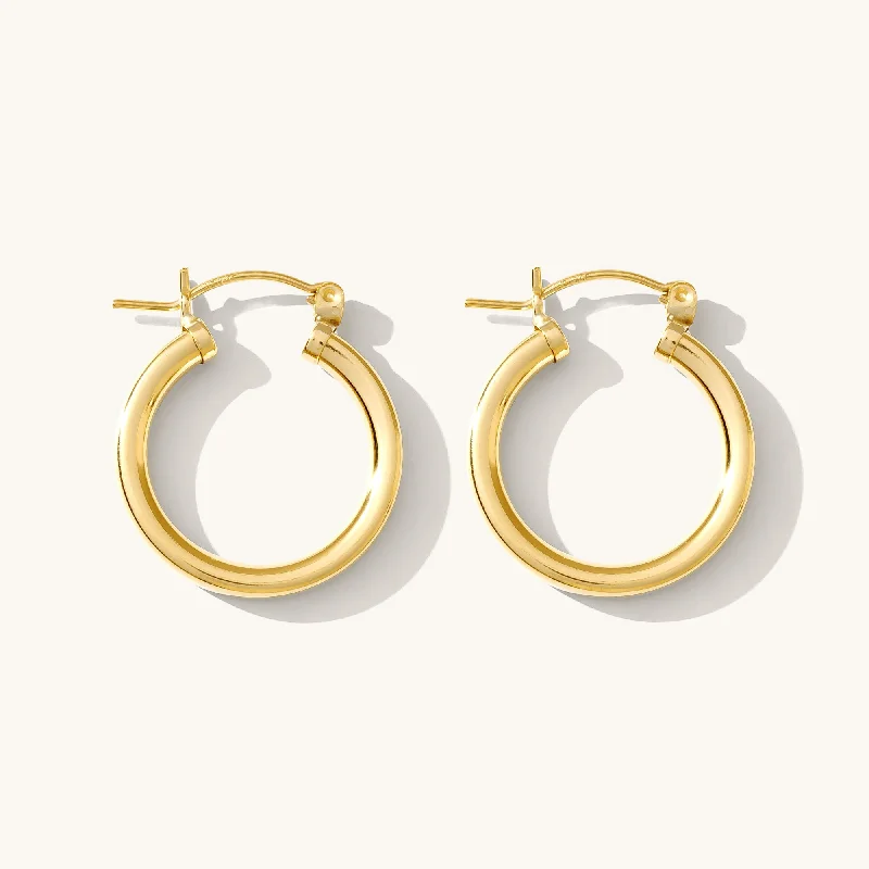 Minimalist women's earrings-Gold Chunky Hoop Earrings