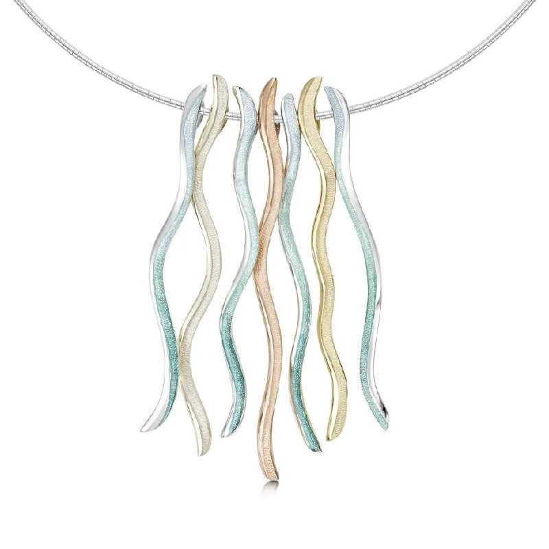 Women's family necklaces-Atlantic Swell Silver And Gold Necklet - SYWR-ENXXX170