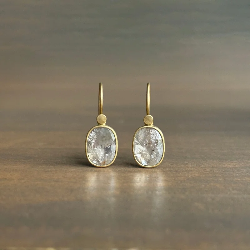 Women's Buddha earrings-Grey Cushion Diamond Drop Earrings