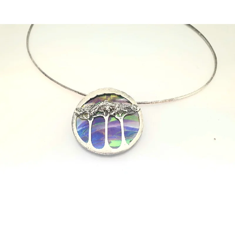 Women's Christmas necklaces-Tree Of Life Sterling Silver and Glass Necklace - GP701