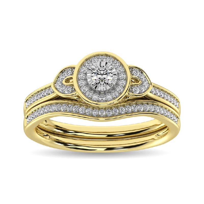 Women's star rings-Diamond Bridal Ring 1/5 ct tw in Round-cut 10K Yellow Gold