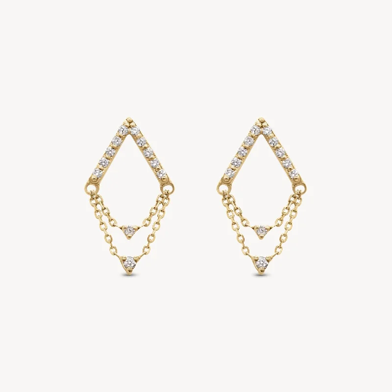 Women's pearl earrings-Chains of Diamond Earrings