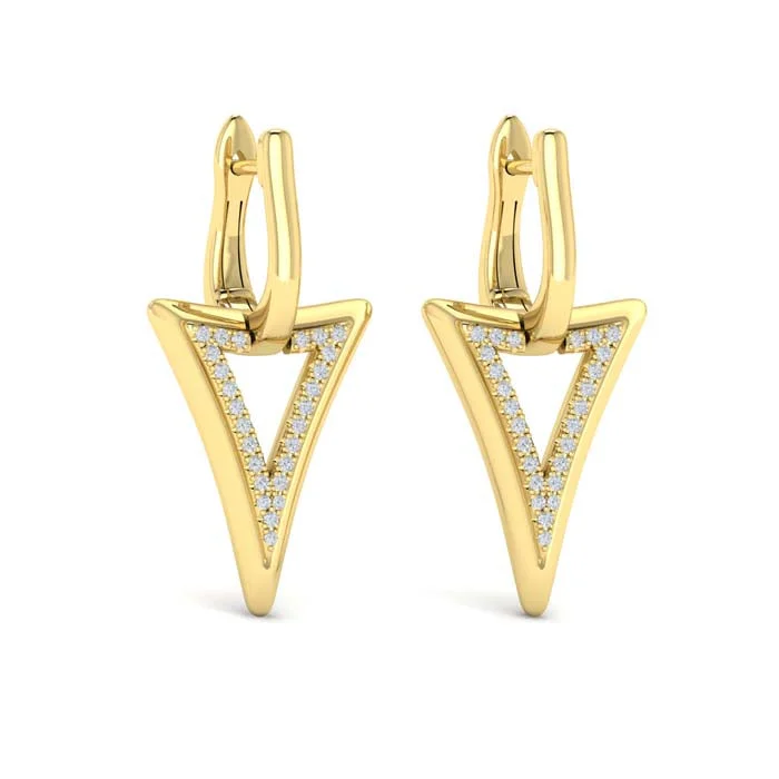 Women's minimalist earrings-Vlora Miravel Diamond Open Double Trinity Huggie Earrings in 14K Yellow Gold