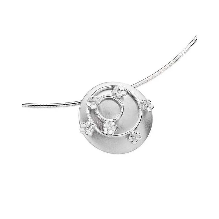 Women's heart-shaped necklaces-Forget Me Not Sterling Silver or Silver and 9ct Yellow Gold Necklet- 15133