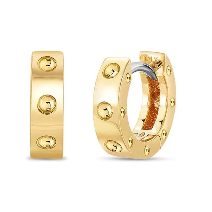 Women's K gold earrings-Roberto Coin Symphony Pois Moi Collection Hinged Huggie Earrings in 18K Yellow Gold