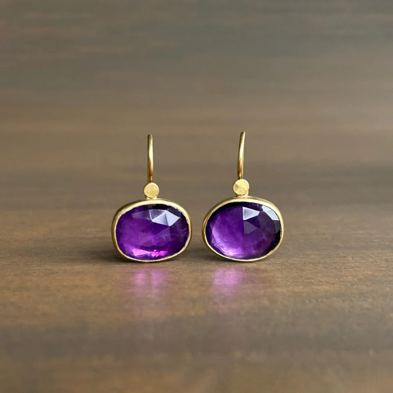 Women's evil eye earrings-Amethyst Pebble Drop Earrings