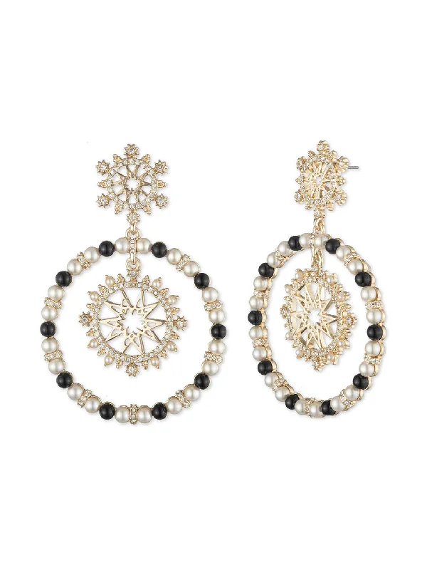 Women's symbolic earrings-Orbital Pearl Earring