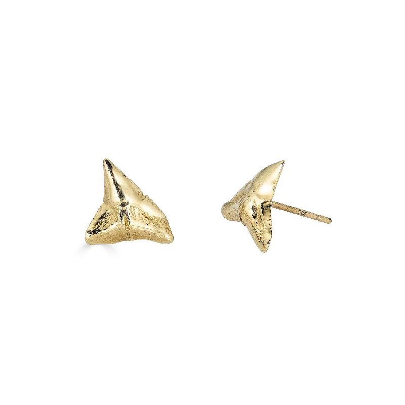 Women's spiritual earrings-Bull Shark Earrings, 14k