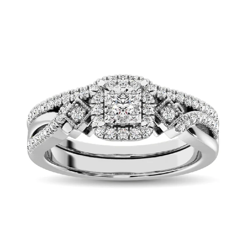 Women's DNA rings-10K White Gold 2/5 Ct.Tw. Diamond Bridal Ring