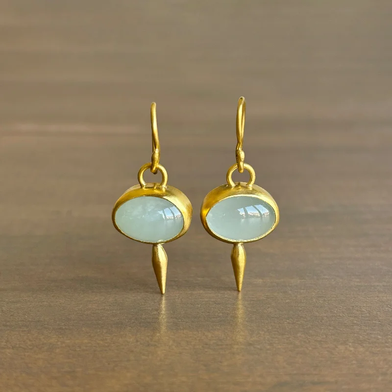 Women's Mother's Day earrings-Aquamarine Pod Drop Earrings