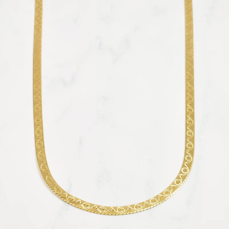 Women's Valentine's Day rings-14k Yellow Gold Decorated Herringbone Chain | 17" |