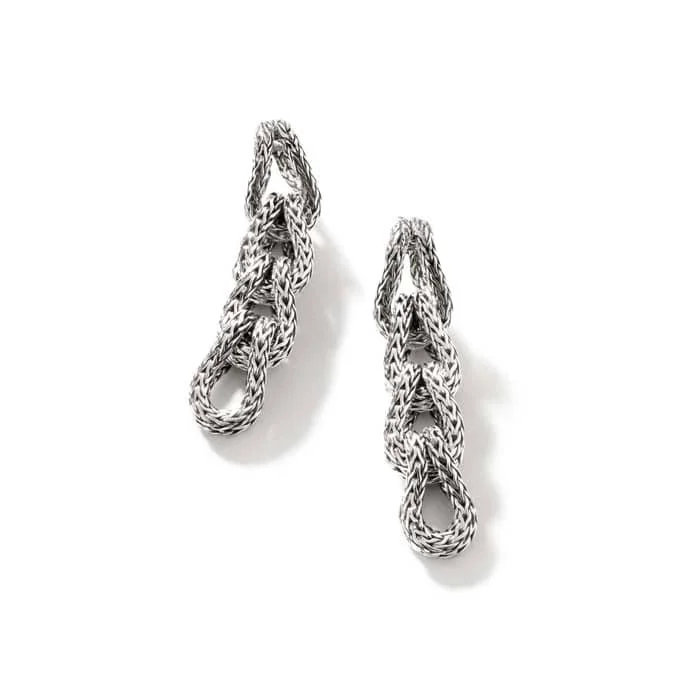 Women's ethical earrings-John Hardy Asli Classic Chain Link Drop Earrings in Sterling SIlver