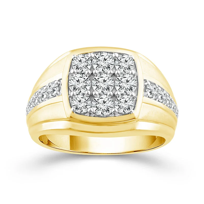 Women's elegant rings-Men's Lab Grown Diamond Fashion Ring in Yellow Gold (1 1/2 Ctw)