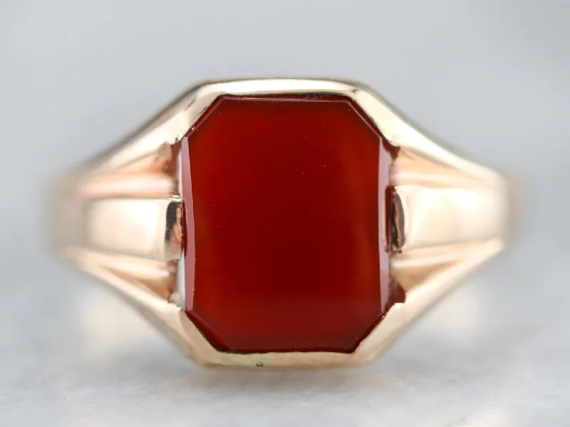 Women's jade rings-Vintage Carnelian Ring