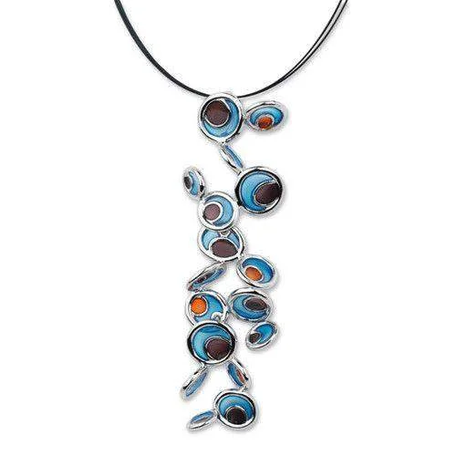 Women's birthstone necklaces-Silver & Enamel Designer Necklace - Opuntia 766430