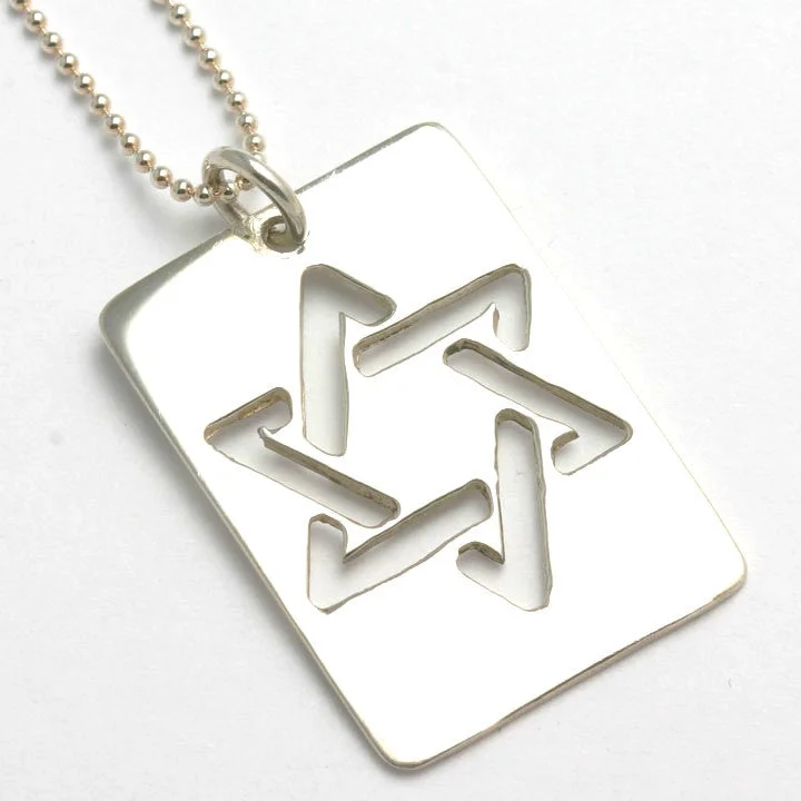 Women's unique necklaces-Sterling Silver Jewish Star of David Dog Tag Necklace